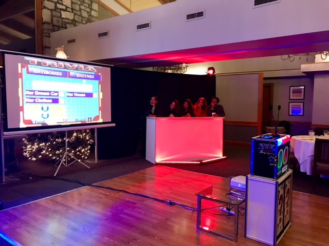 Game show projection screen and audience setup
