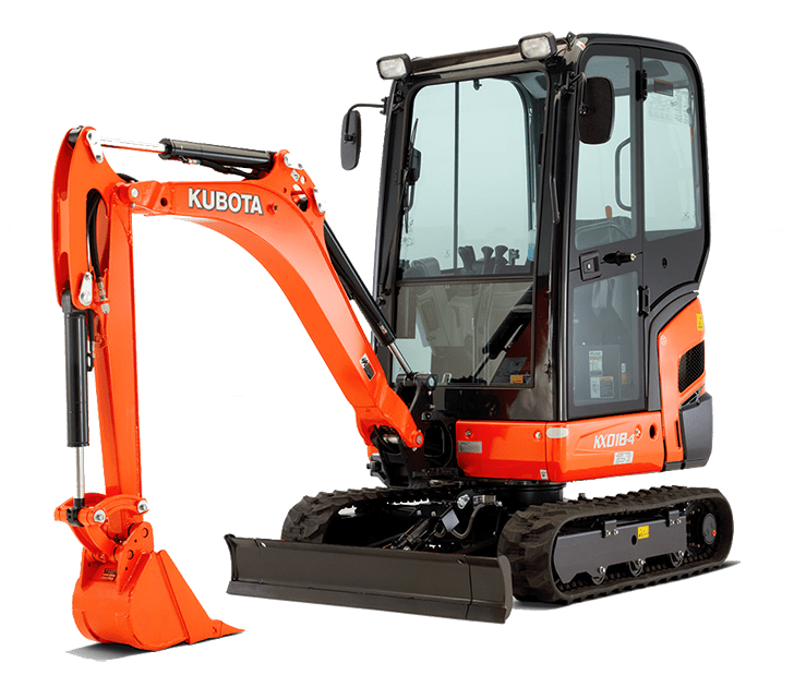 Kubota enclosed cab excavator available for rent